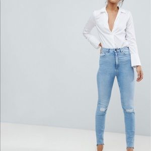 ASOS High rise slim mom jeans light vintage wash